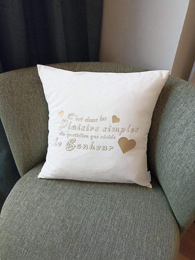 Coussin citation / Bonheur