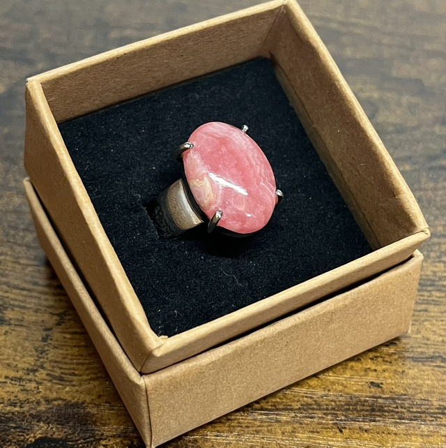 Bague en argent et Rhodochrosite - Taille 56