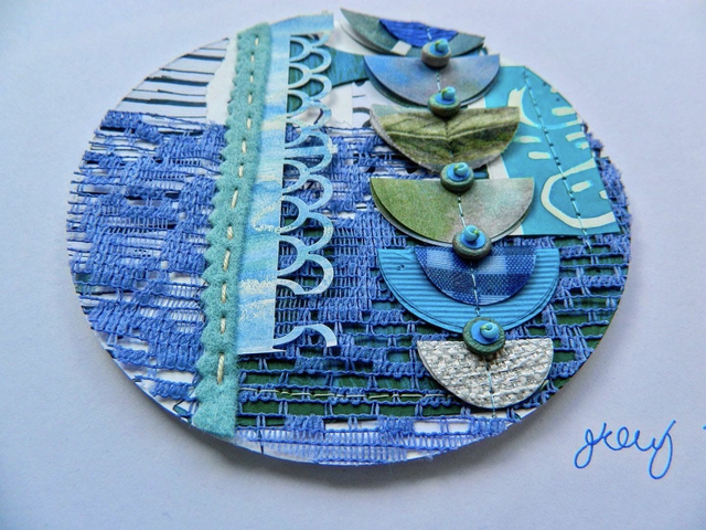 Square Paper + Stitch Collage -Blue