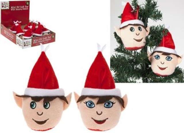 3.5&quot; Boy/Girl Plush Elf Head On Hanging String
