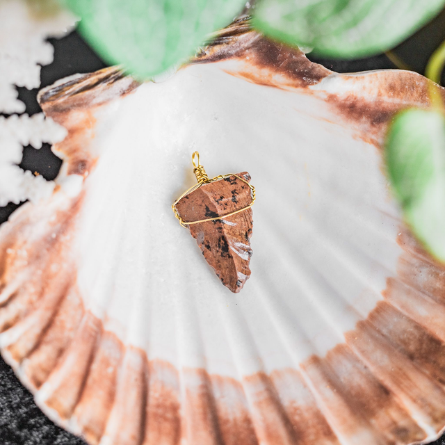Mahogany Obsidian Pendant Brass