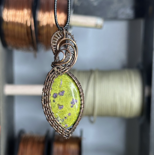 Atlantisite pure copper wrapped pendant 