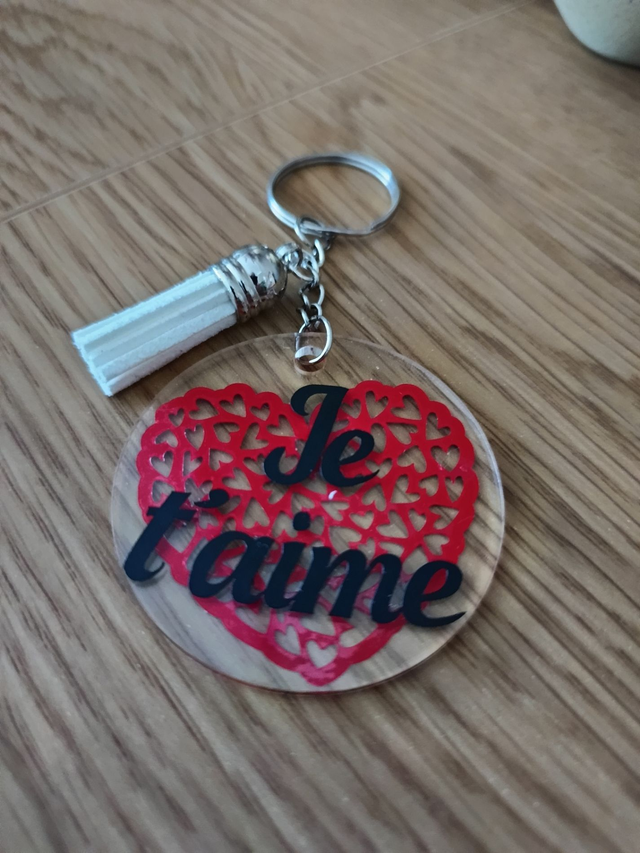 Porte‑clé cœur &amp; amour – “Je t’aime”