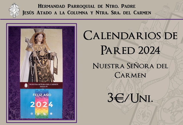 Calendario Virgen del Carmen 2024