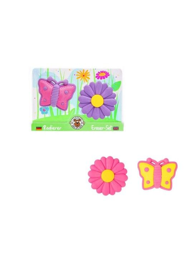 GFH Radierer-Set Blume & Schmetterling, 2-fach sortiert