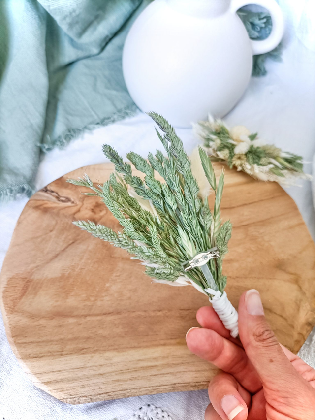 Boutonnière Sauge et Coton