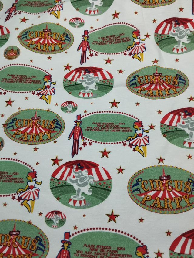 Tissu Circus party Blanc Médaillons pour COMMANDE 