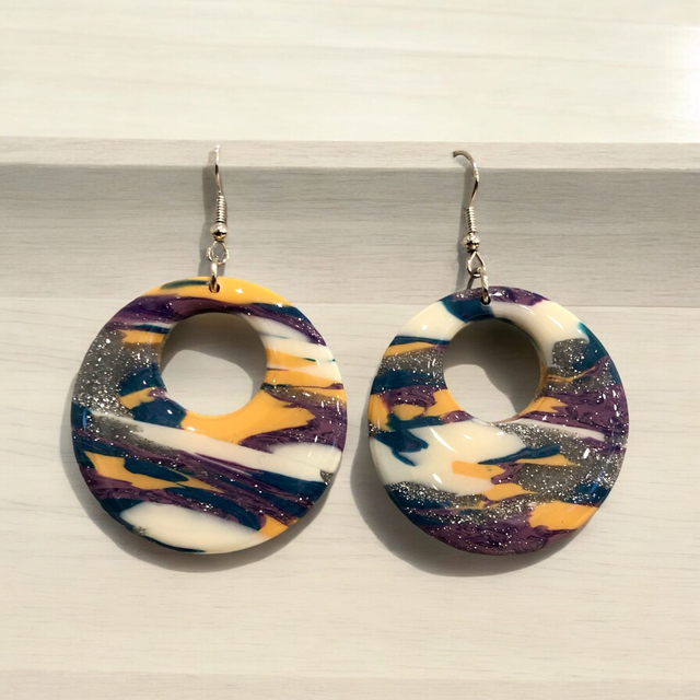 MAXI ANNEAUX TIGRES VIOLET/BLANC/JAUNE