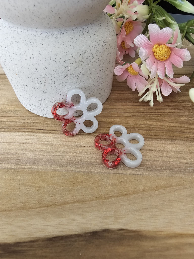 🏵️​FLOWER POP CREUSE interchangeable blanc paillettes rouge🏵️ 