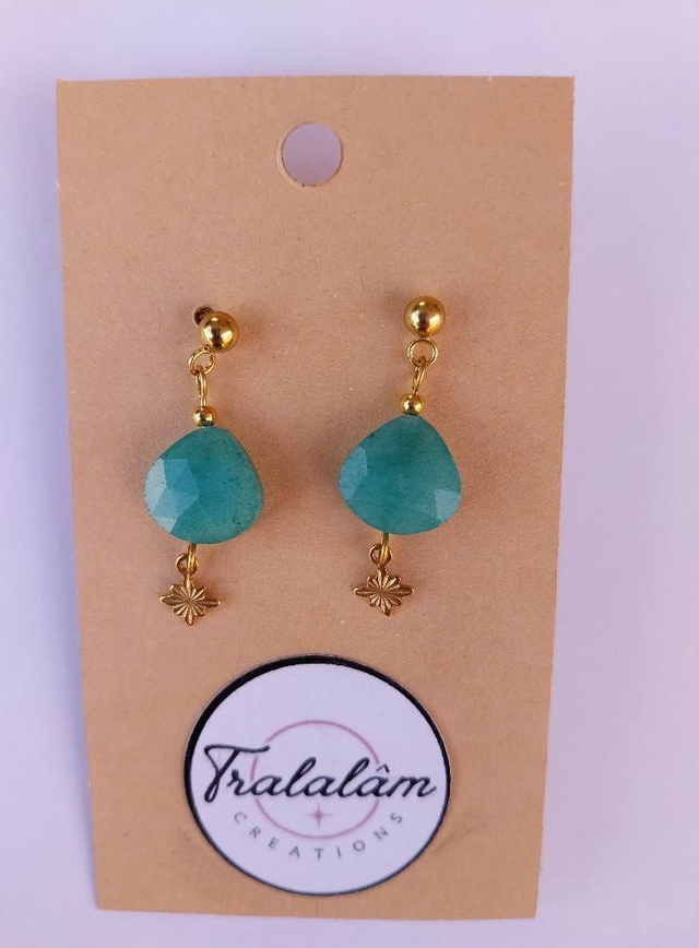✨ Boucles d&#039;oreilles dorées &quot;Les Jolies Pierres&quot; Amazonite ✨ 