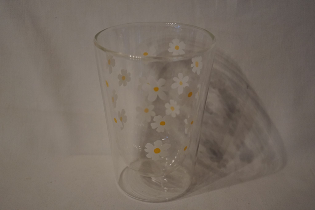 Doppelwandiges Glas mit Blumen