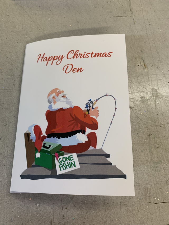 Happy Christmas with  santa fishing card 
