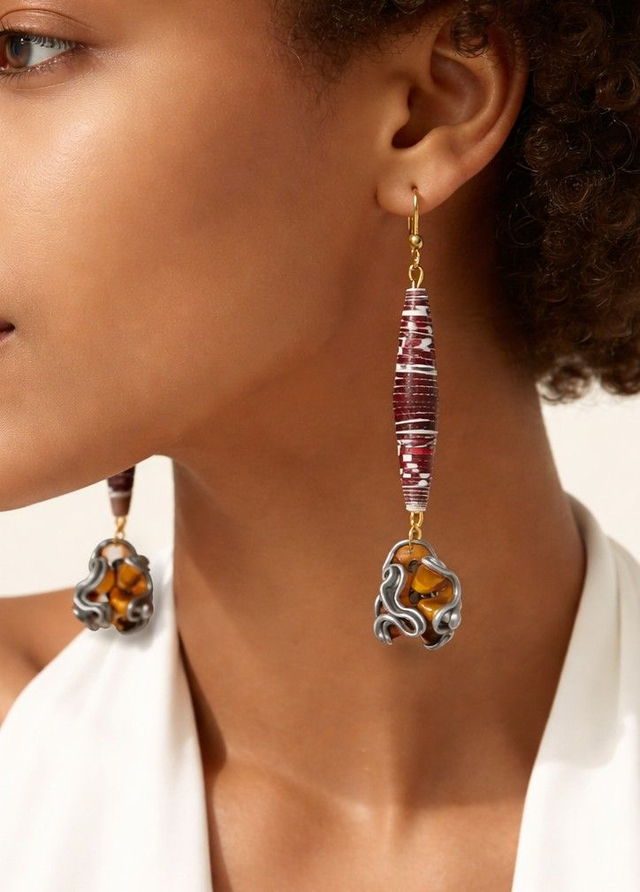 Boucles d'oreilles upcycling longue
