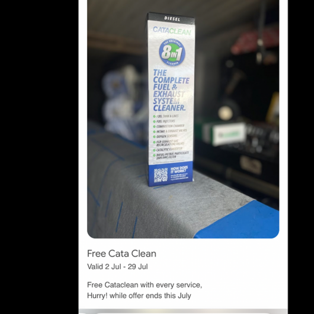 Free Cataclean with interim service: Inc visual check • service stamp • computer reset. 