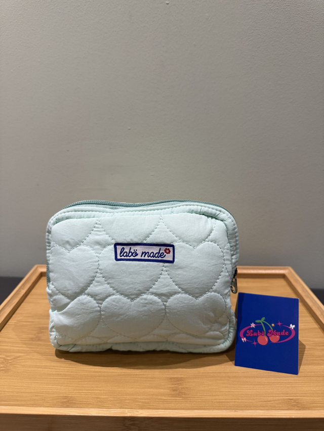 LABÖMADE Cute Heart-pattern Makeup Pouch - Mint Blue