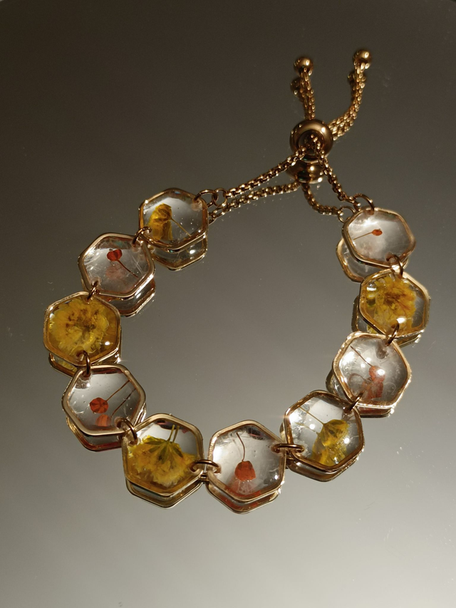 Bracelets Hexagones Fleurs Oranges et Jaunes