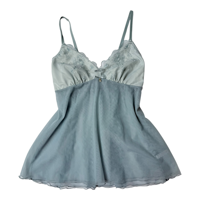 blue/turquoise floral embroidered cups cami 