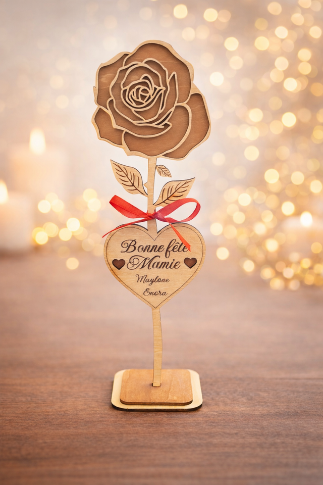 Rose éternelle bois 