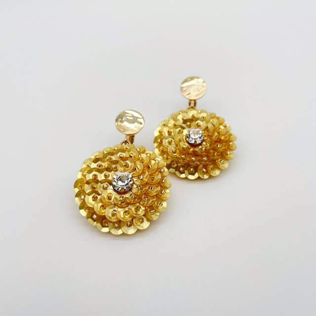 Boucles d’oreilles (clips) ZINNIA - JAUNE D’OR Ø30mm