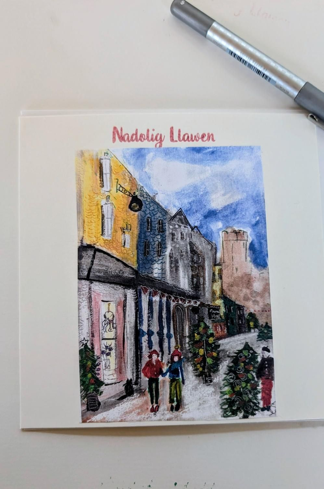 Art Palace Street Caernarfon Christmas Card Creative Cats by Wrndy