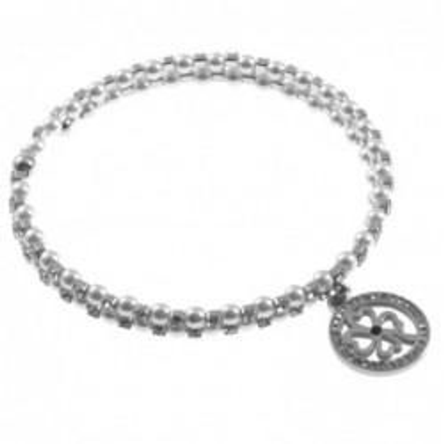 Bracciale donna in bronzo bianco con charm a quadrifoglio 