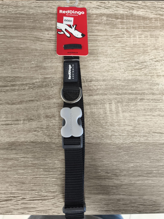 Red dingo collier chien uni noir   taille: 20mm   cou: 31-47cm 