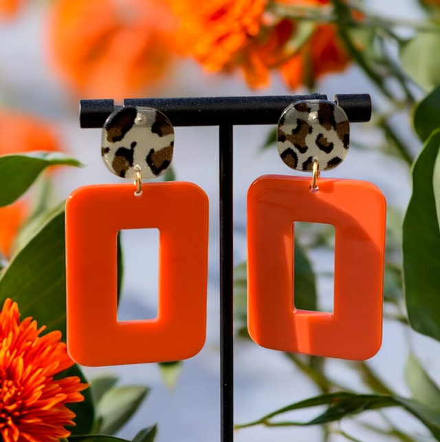 LOUISON rectangle Orange Léopard