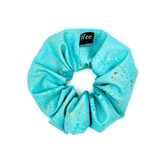 Rightsized Scrunchie - Turquoise Metallic Gold Speckle