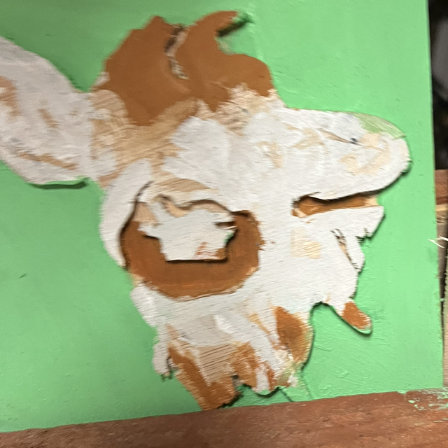 Cow wooden postcard