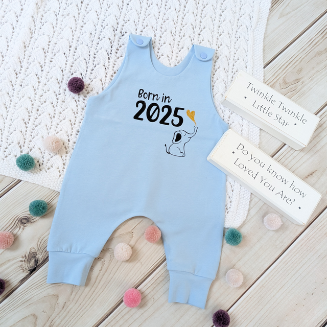 Unique Blue Baby Romper - Born in 2025 - Handmade &amp; Sustainable