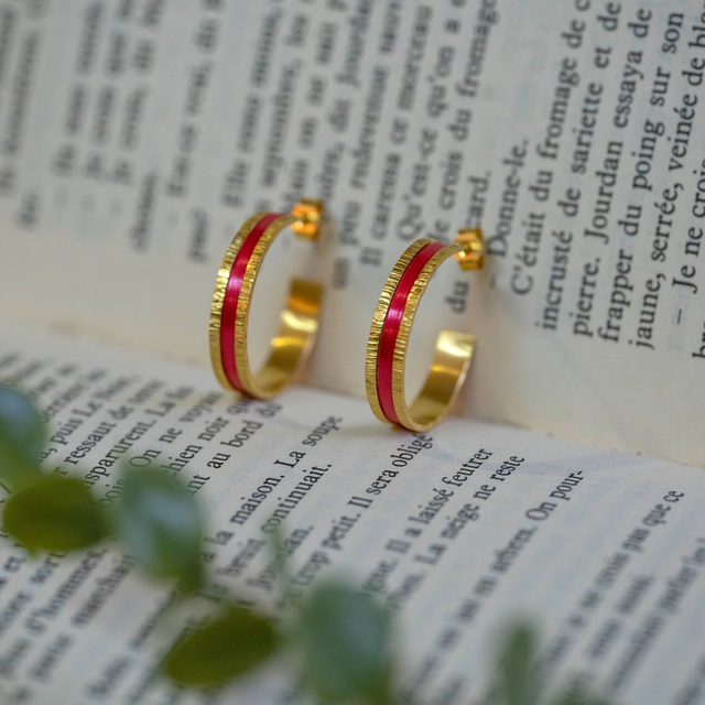 Boucles d'oreilles Telluris - Doré, rouge