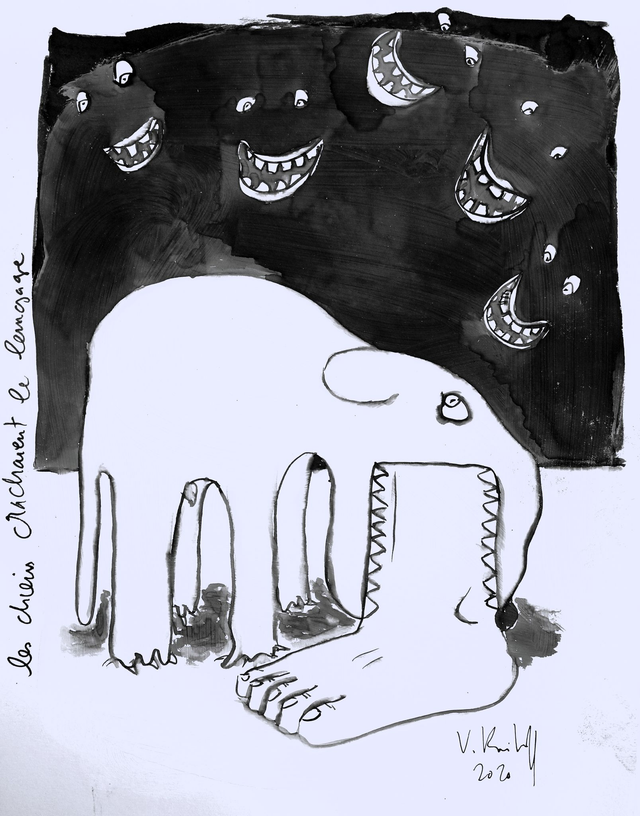 Les chiens crachaient le langage