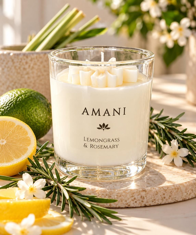Lemongrass &amp; Rosemary | Luxury Soy Wax Candle 30cl
