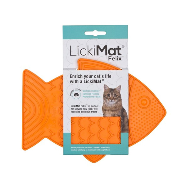 LickiMat Felix Slow Feeder For Cats Orange