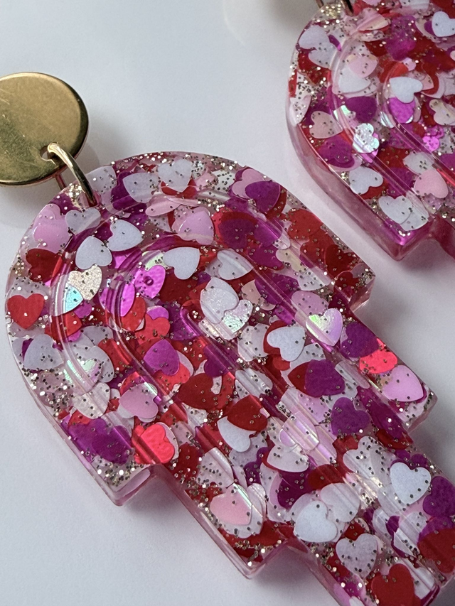 MIAMI aux cœurs rouges & roses paillettes dorées