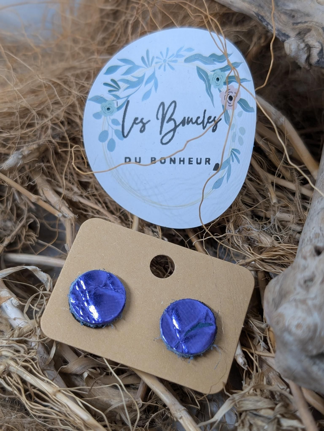 Boucles d'oreilles puces violet pu072