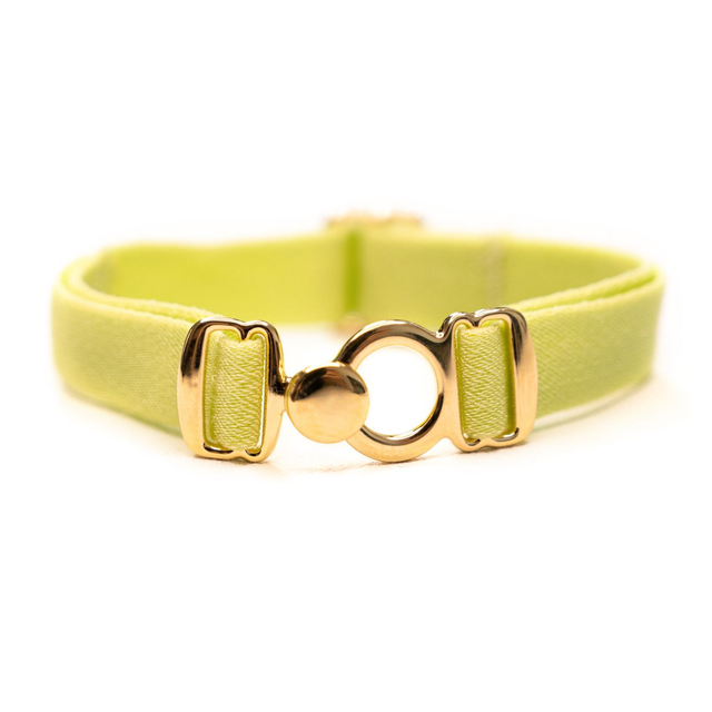 Bracelet Koutur doré et ruban anis