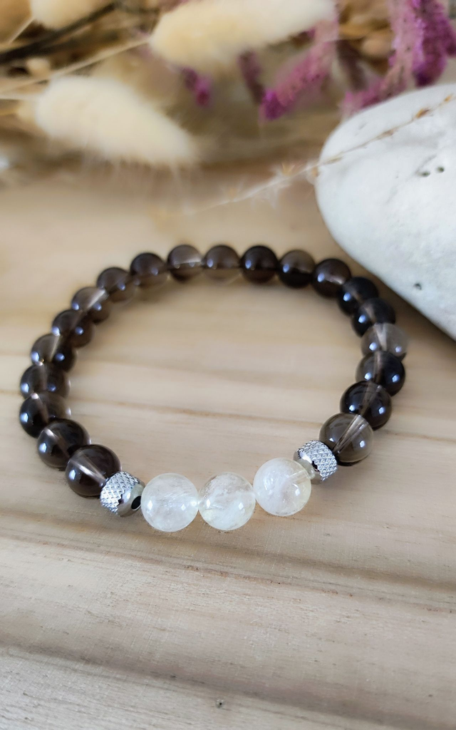 Bracelet "Optimisme" Quartz fumé et Citrine