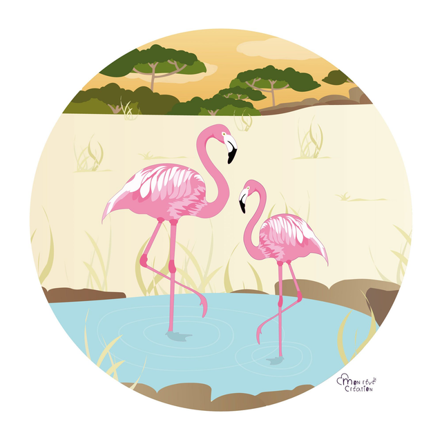Affiche Savane Flamant rose