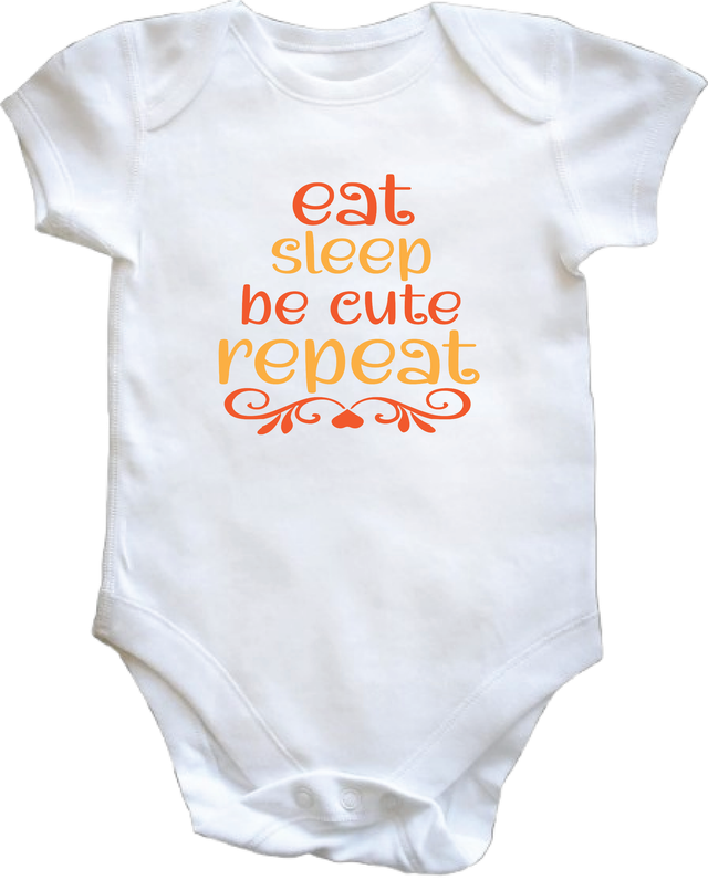 EAT, SLEEP, BE CUTE, REPEAT - VEST 0–3 Month Baby Vest – White | Adroit Baby