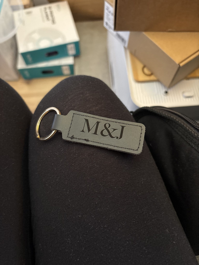 Personalised Black Faux Leather Keyring