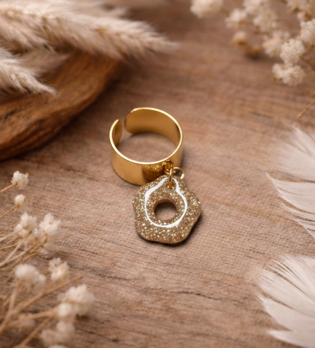 Doré 10mm Pampille Vieux Rose Pailleté