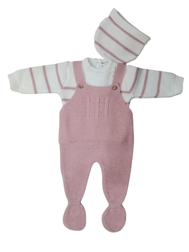 Ensemble 3 pièces ecru/rose