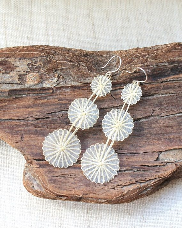 Boucles d'oreilles tissées en crin de cheval (trois cercles)