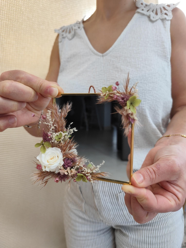 Miroir floral "Matcha & Rose"