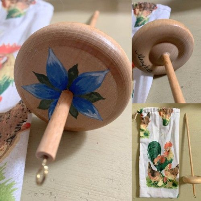 Hand Painted Drop Spindle with Carry Bag