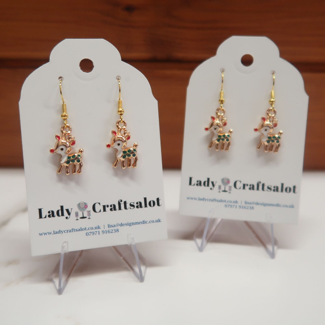 Christmas Gold Reindeer Earrings