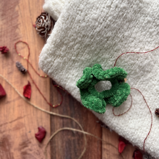 Chouchou de Noël vert en crochet