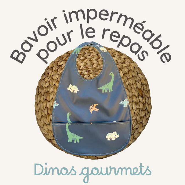 Bavoir imperméable pour le repas - Dinos gourmets