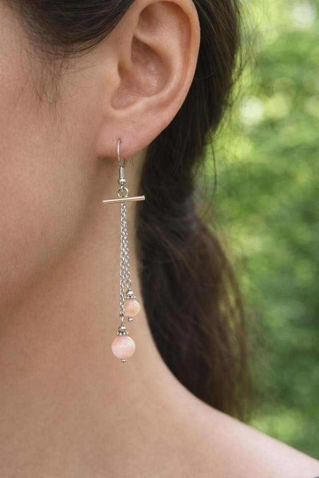 Boucles d’oreilles Opale Rose — Douceur du cœur